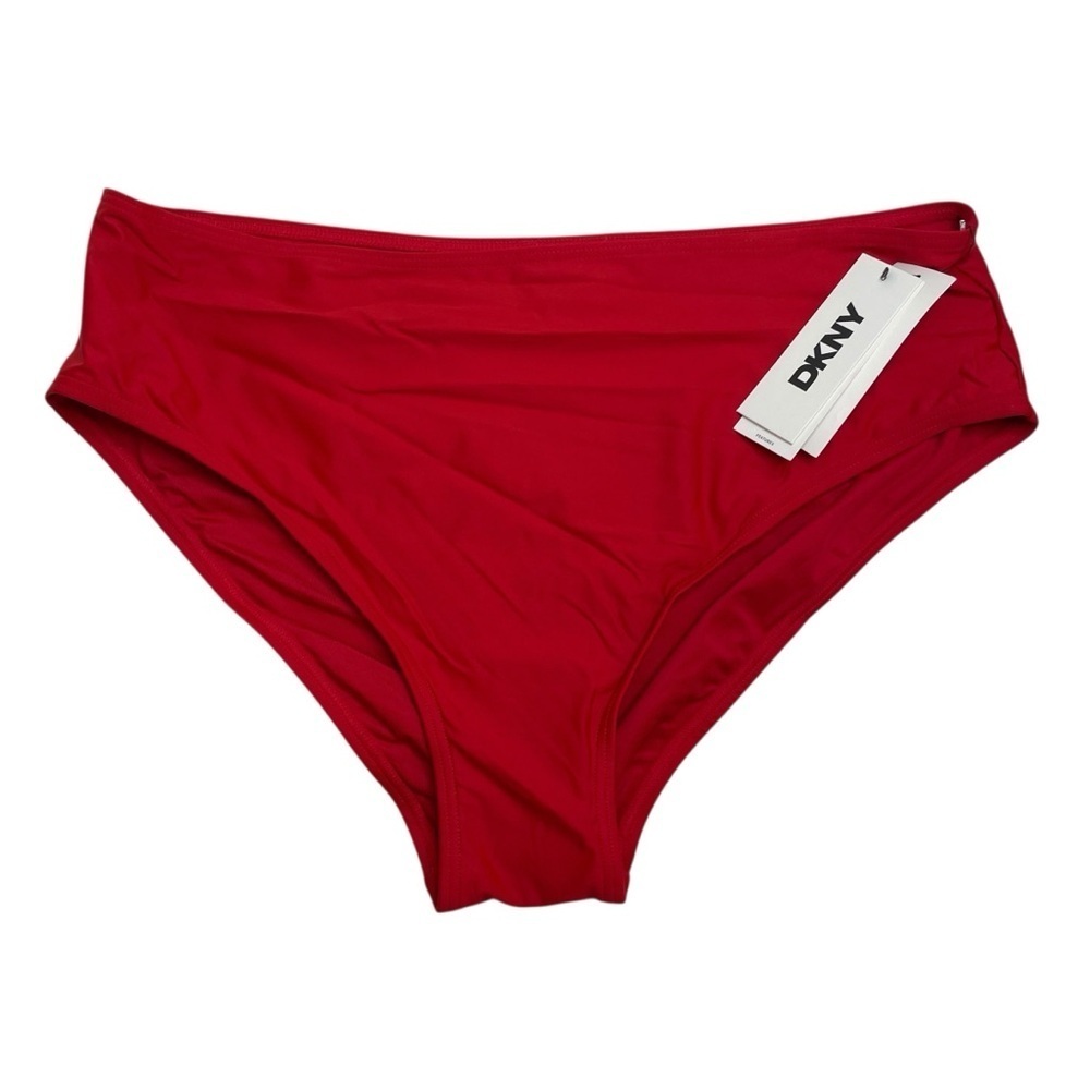 DKNY Classic Mid Rise Bikini Bottoms Red XXL New with Tags